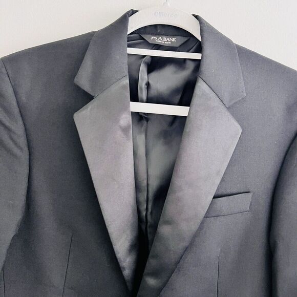 NWT Jos A Bank Black 100% Wool & Satin Trim Tuxedo Jacket Retail $475 ~ Mens 35R - Picture 3 of 10
